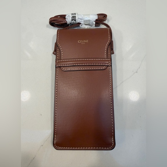 Celine Accessories - NEW Celine Sunglasses Crossbody Pouch in Cognac Brown Color with Gold accents